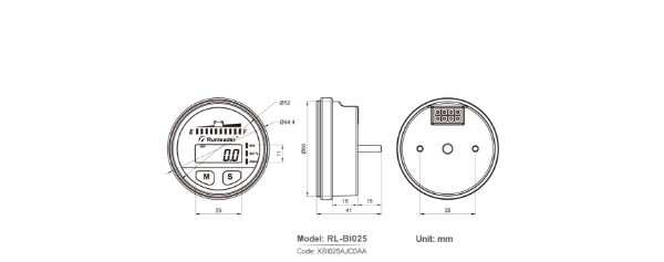 Multi-battery indicator/Hour meter RL-BI025 12/24/36/48V DC  